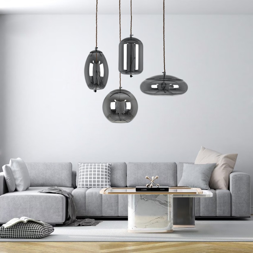 ΑΧΤΟΝ  Μοντέρνο Κρεμαστό Φωτιστικό Μπάλα LED 7W 500 lm 180° AC 100-240V IP20 Θερμό Λευκό 2700K Μαύρο Γυαλί με Μαύρο Μέταλλο - Μ30 x Π30 x Υ30cm