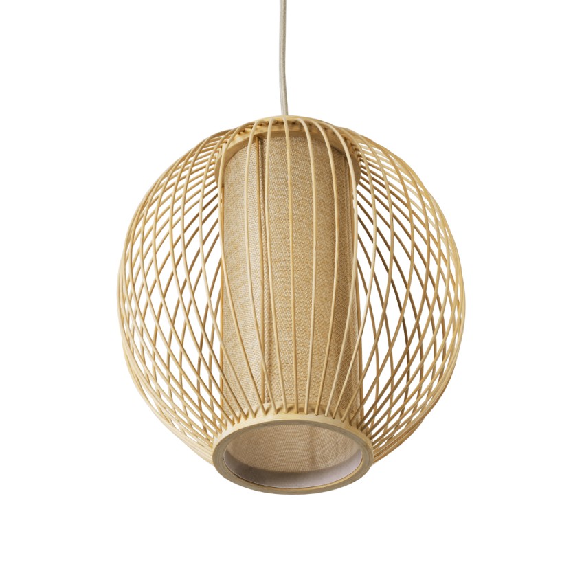 GLOBOSTAR® HIBISCUS  Boho Κρεμαστό Φωτιστικό Οροφής με Ντουί 1 x E27 AC 220-240V IP20 - Μπεζ - Μ28 x Π28 x Υ28cm