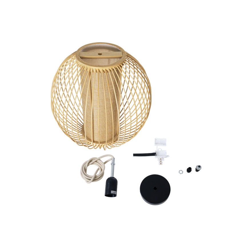 GLOBOSTAR® HIBISCUS  Boho Κρεμαστό Φωτιστικό Οροφής με Ντουί 1 x E27 AC 220-240V IP20 - Μπεζ - Μ28 x Π28 x Υ28cm