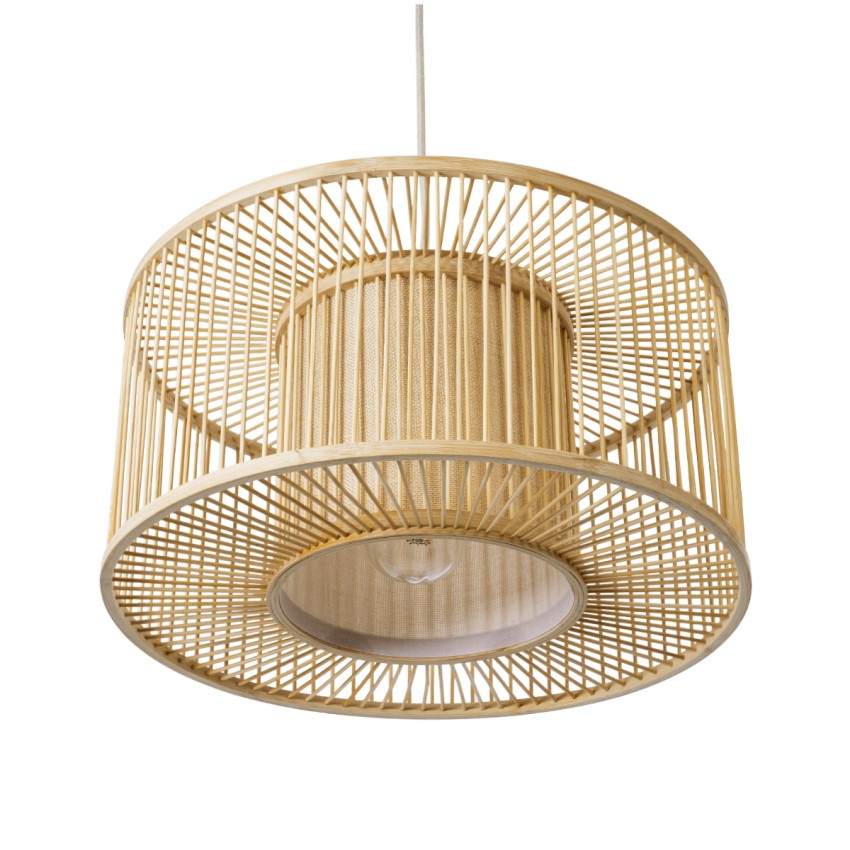 GLOBOSTAR® HIBISCUS  Boho Κρεμαστό Φωτιστικό Οροφής με Ντουί 1 x E27 AC 220-240V IP20 - Μπεζ - Μ40 x Π40 x Υ20cm