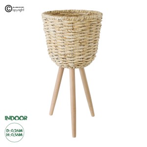 Τεχνητός Κήπος LIMNOS  Διακοσμητικό Πλεκτό Καλάθι - Κασπώ Γλάστρα -  Μπεζ Φ26cm x Υ56cm