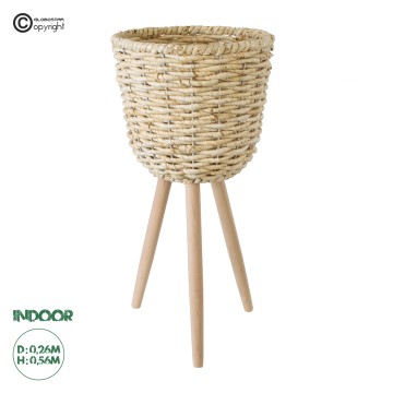 Τεχνητός Κήπος LIMNOS  Διακοσμητικό Πλεκτό Καλάθι - Κασπώ Γλάστρα -  Μπεζ Φ26cm x Υ56cm