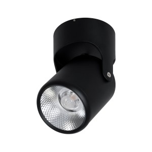 DETRONIC  Επιφανειακό Κινούμενο Spot Downlight LED 10W 1250lm 24° AC 220-240V IP20 Φ9cm x Υ16cm - Στρόγγυλο - Μαύρο - Θερμό Λευκό 2700K - Bridgelux COB - TÜV Certified Driver