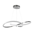 GLOBOSTAR® DEXTER  Μοντέρνο Κρεμαστό Φωτιστικό Οροφής LED 90W 10080lm 300° AC 220-240V IP20 Ρυθμιζόμενο Λευκό CCT με Χειριστήριο από 2700K έως 6000K Dimmable - Lumileds SMD Chip - Σατινέ Νίκελ Βούρτσας - Μ73 x Π73 x Υ16cm