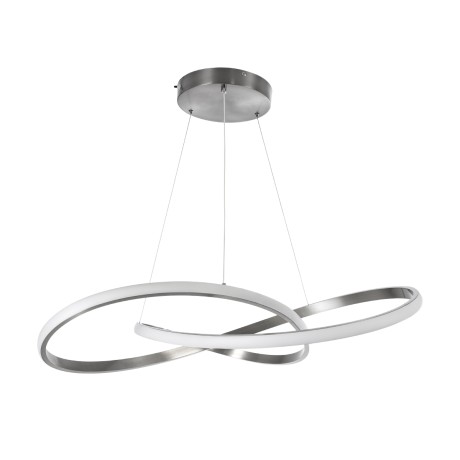 GLOBOSTAR® DEXTER  Μοντέρνο Κρεμαστό Φωτιστικό Οροφής LED 90W 10080lm 300° AC 220-240V IP20 Ρυθμιζόμενο Λευκό CCT με Χειριστήριο από 2700K έως 6000K Dimmable - Lumileds SMD Chip - Σατινέ Νίκελ Βούρτσας - Μ73 x Π73 x Υ16cm