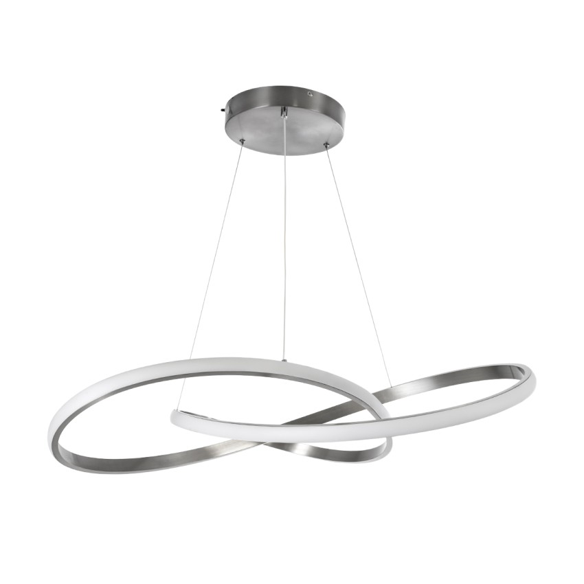GLOBOSTAR® DEXTER  Μοντέρνο Κρεμαστό Φωτιστικό Οροφής LED 90W 10080lm 300° AC 220-240V IP20 Ρυθμιζόμενο Λευκό CCT με Χειριστήριο από 2700K έως 6000K Dimmable - Lumileds SMD Chip - Σατινέ Νίκελ Βούρτσας - Μ73 x Π73 x Υ16cm