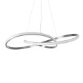 GLOBOSTAR® DEXTER  Μοντέρνο Κρεμαστό Φωτιστικό Οροφής LED 90W 10080lm 300° AC 220-240V IP20 Ρυθμιζόμενο Λευκό CCT με Χειριστήριο από 2700K έως 6000K Dimmable - Lumileds SMD Chip - Σατινέ Νίκελ Βούρτσας - Μ73 x Π73 x Υ16cm