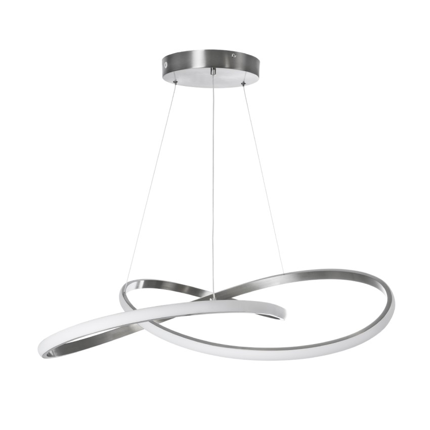 GLOBOSTAR® DEXTER  Μοντέρνο Κρεμαστό Φωτιστικό Οροφής LED 90W 10080lm 300° AC 220-240V IP20 Ρυθμιζόμενο Λευκό CCT με Χειριστήριο από 2700K έως 6000K Dimmable - Lumileds SMD Chip - Σατινέ Νίκελ Βούρτσας - Μ73 x Π73 x Υ16cm
