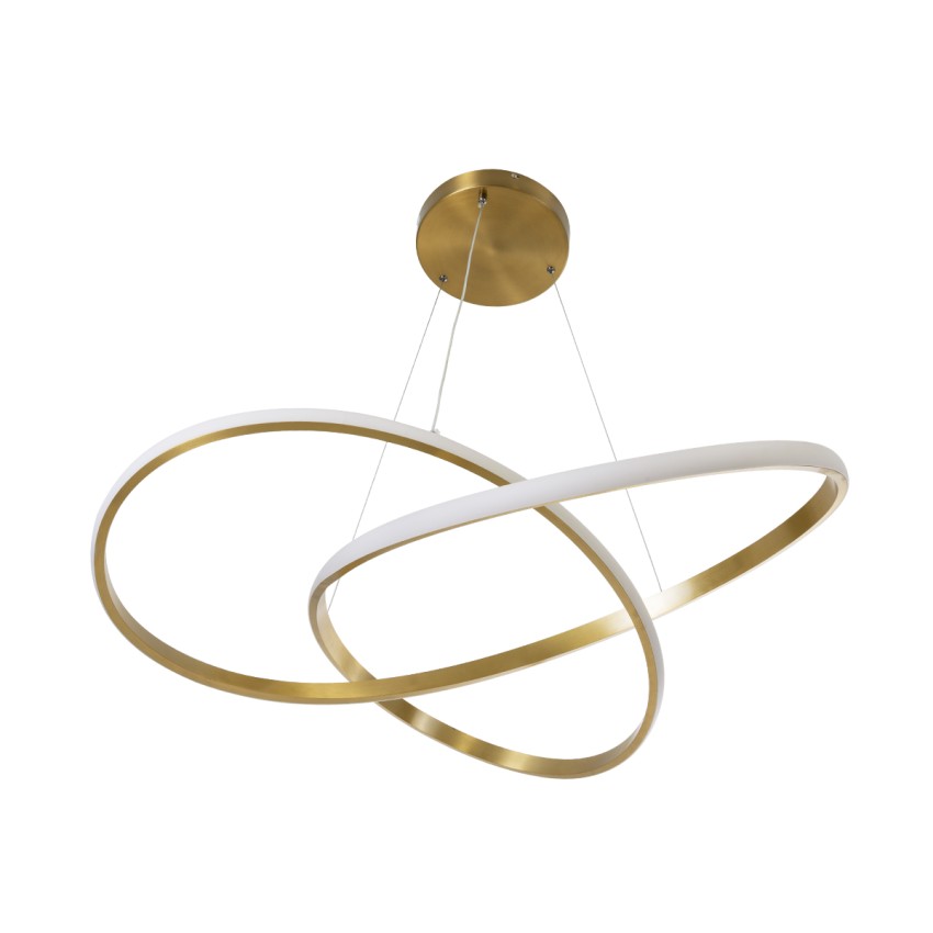 DEXTER  Κρεμαστό Φωτιστικό Οροφής Design LED CCT 90W 10080lm 300° AC 220-240V - Εναλλαγή Φωτισμού μέσω Τηλεχειριστηρίου All In One Ψυχρό 6000k+Φυσικό 4500k+Θερμό 2700k Dimmable Φ73cm - Χρυσό Βούρτσας