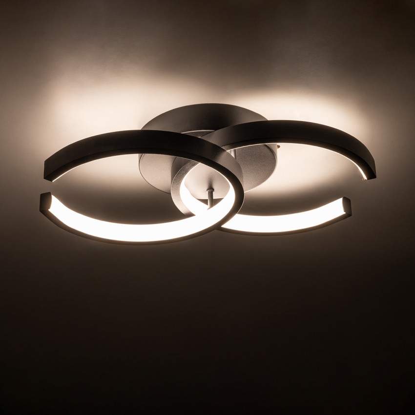 GLOBOSTAR® EVA  Μοντέρνο Φωτιστικό Οροφής LED 16W 1920lm 300° AC 220-240V IP20 Ρυθμιζόμενο Λευκό CCT με On/Off 2700K/4500K/6000K - Lumileds SMD Chip - Μαύρο Ματ - Μ33 x Π21 x Υ7cm