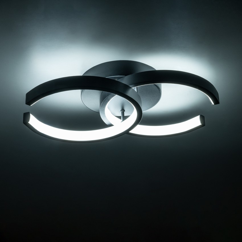 GLOBOSTAR® EVA  Μοντέρνο Φωτιστικό Οροφής LED 16W 1920lm 300° AC 220-240V IP20 Ρυθμιζόμενο Λευκό CCT με On/Off 2700K/4500K/6000K - Lumileds SMD Chip - Μαύρο Ματ - Μ33 x Π21 x Υ7cm