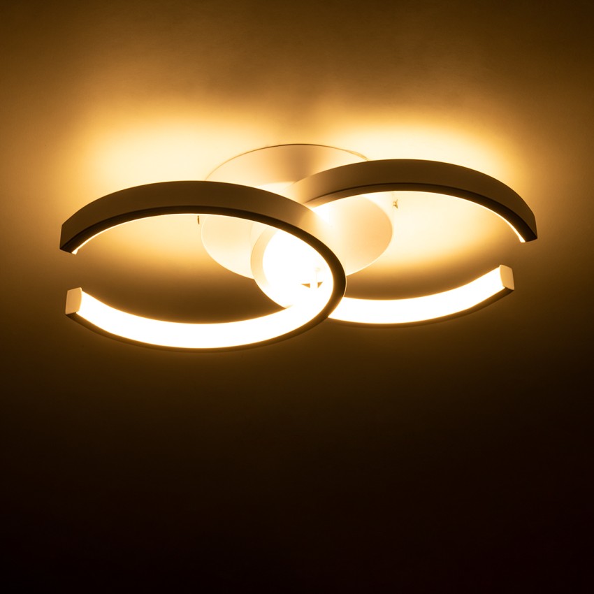GLOBOSTAR® EVA  Μοντέρνο Φωτιστικό Οροφής LED 16W 1920lm 300° AC 220-240V IP20 Ρυθμιζόμενο Λευκό CCT με On/Off 2700K/4500K/6000K - Lumileds SMD Chip - Λευκό Ματ - Μ33 x Π21 x Υ7cm