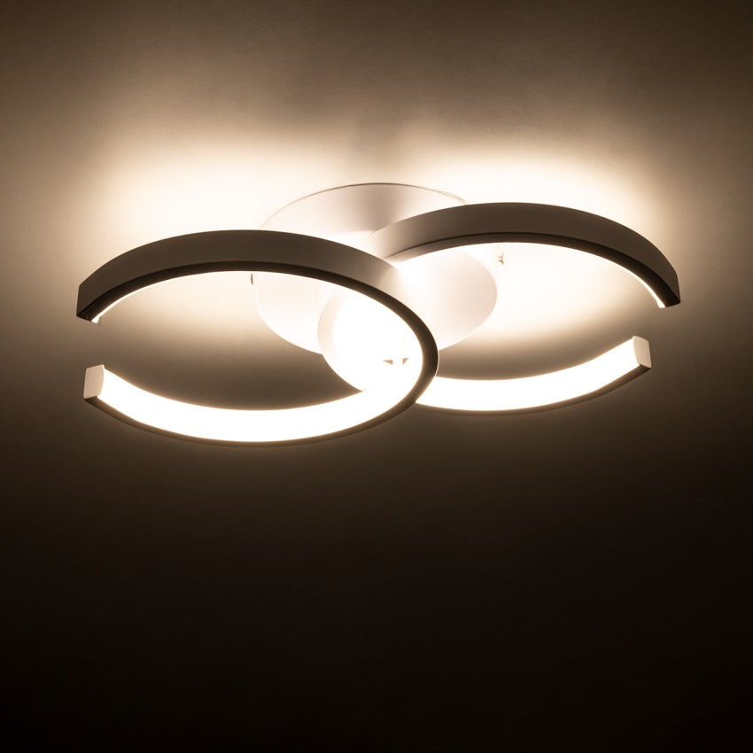GLOBOSTAR® EVA  Μοντέρνο Φωτιστικό Οροφής LED 16W 1920lm 300° AC 220-240V IP20 Ρυθμιζόμενο Λευκό CCT με On/Off 2700K/4500K/6000K - Lumileds SMD Chip - Λευκό Ματ - Μ33 x Π21 x Υ7cm