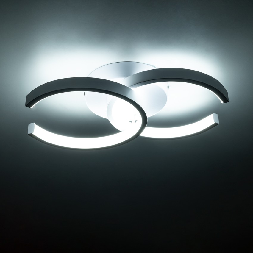 GLOBOSTAR® EVA  Μοντέρνο Φωτιστικό Οροφής LED 16W 1920lm 300° AC 220-240V IP20 Ρυθμιζόμενο Λευκό CCT με On/Off 2700K/4500K/6000K - Lumileds SMD Chip - Λευκό Ματ - Μ33 x Π21 x Υ7cm
