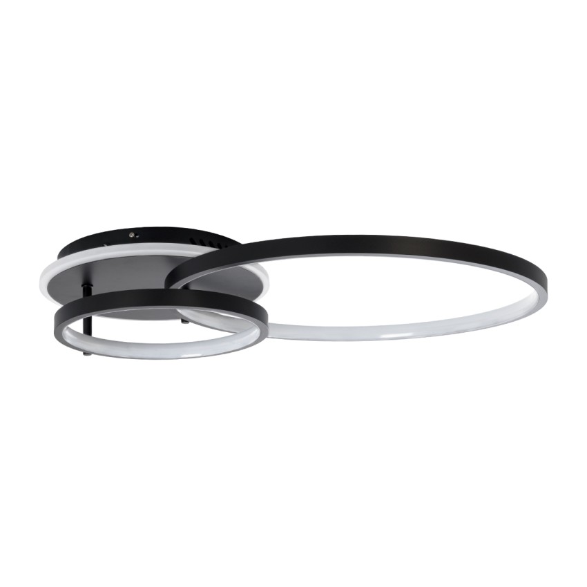 GLOBOSTAR® NEMESIS  Μοντέρνο Φωτιστικό Οροφής LED 67W 6700lm 360° AC 220-240V IP20 Ρυθμιζόμενο Λευκό CCT με Χειριστήριο από 2700K έως 6000K Dimmable - Lumileds SMD Chip - Μαύρο Ματ - Μ84 x Π45 x Υ13cm