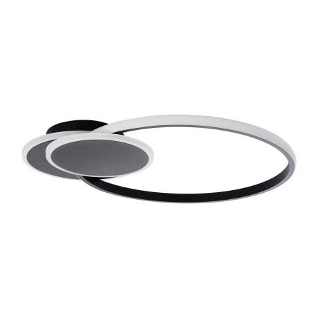 GLOBOSTAR® CIRCUO  Μοντέρνο Φωτιστικό Οροφής LED 75W 8400lm 360° AC 220-240V IP20 Ρυθμιζόμενο Λευκό CCT με Χειριστήριο από 2700K έως 6000K Dimmable - Lumileds SMD Chip - Μαύρο Ματ - Μ53 x Π42.5 x Υ9cm