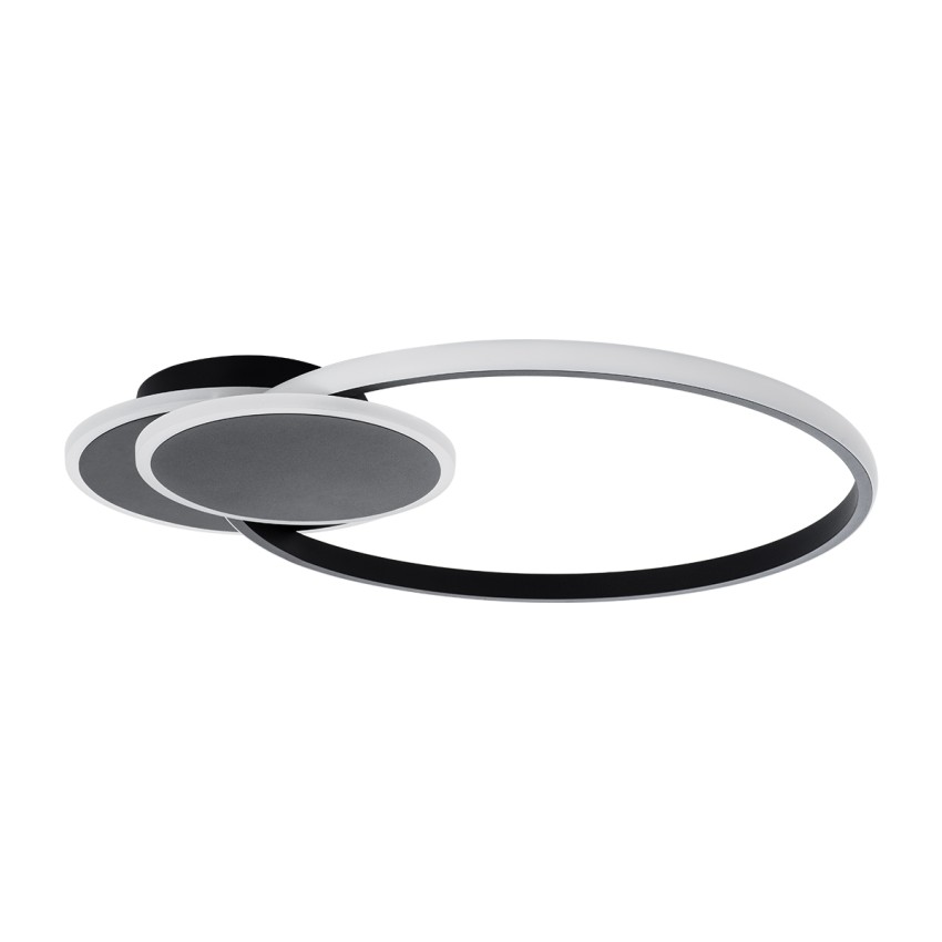 GLOBOSTAR® CIRCUO  Μοντέρνο Φωτιστικό Οροφής LED 75W 8400lm 360° AC 220-240V IP20 Ρυθμιζόμενο Λευκό CCT με Χειριστήριο από 2700K έως 6000K Dimmable - Lumileds SMD Chip - Μαύρο Ματ - Μ53 x Π42.5 x Υ9cm