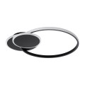 GLOBOSTAR® CIRCUO  Μοντέρνο Φωτιστικό Οροφής LED 75W 8400lm 360° AC 220-240V IP20 Ρυθμιζόμενο Λευκό CCT με Χειριστήριο από 2700K έως 6000K Dimmable - Lumileds SMD Chip - Μαύρο Ματ - Μ53 x Π42.5 x Υ9cm