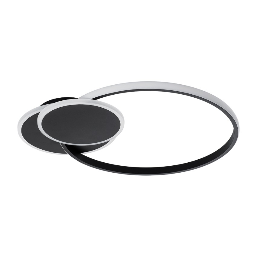 GLOBOSTAR® CIRCUO  Μοντέρνο Φωτιστικό Οροφής LED 75W 8400lm 360° AC 220-240V IP20 Ρυθμιζόμενο Λευκό CCT με Χειριστήριο από 2700K έως 6000K Dimmable - Lumileds SMD Chip - Μαύρο Ματ - Μ53 x Π42.5 x Υ9cm