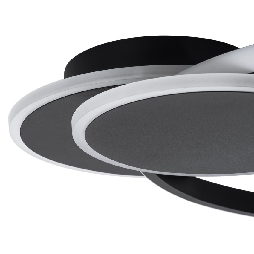 GLOBOSTAR® CIRCUO  Μοντέρνο Φωτιστικό Οροφής LED 75W 8400lm 360° AC 220-240V IP20 Ρυθμιζόμενο Λευκό CCT με Χειριστήριο από 2700K έως 6000K Dimmable - Lumileds SMD Chip - Μαύρο Ματ - Μ53 x Π42.5 x Υ9cm