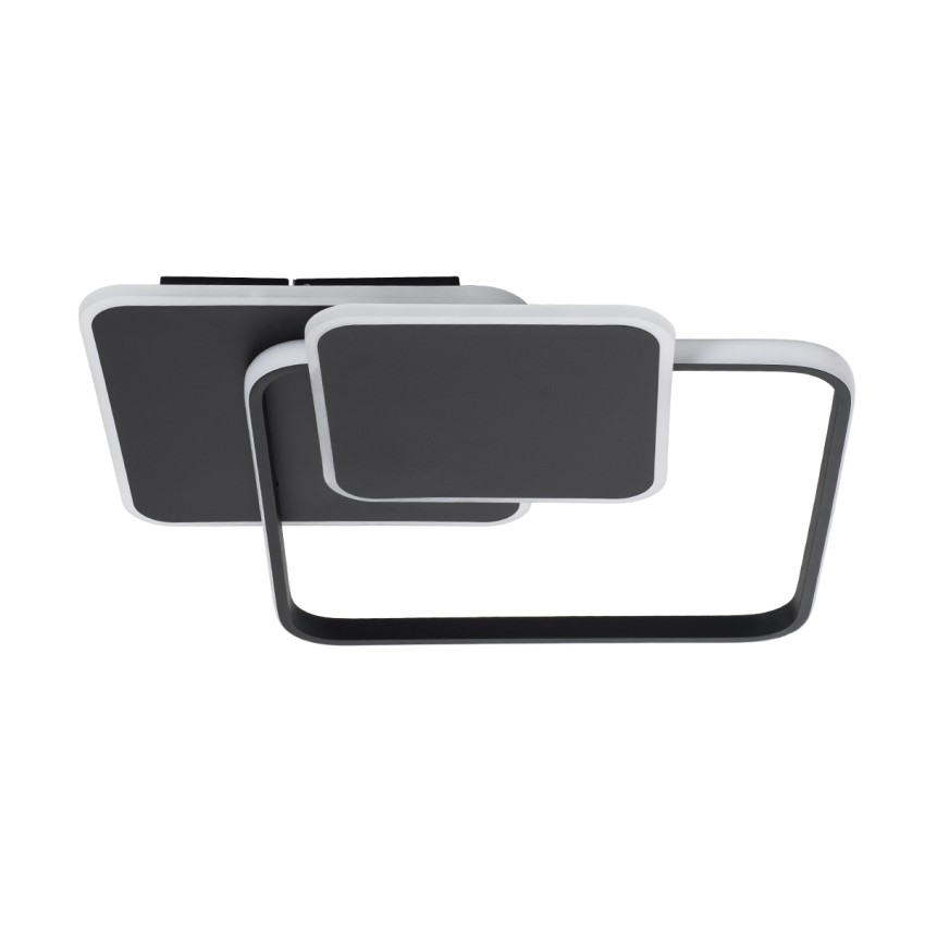 GLOBOSTAR® SQUARO  Μοντέρνο Φωτιστικό Οροφής LED 75W 8400lm 360° AC 220-240V IP20 Ρυθμιζόμενο Λευκό CCT με Χειριστήριο από 2700K έως 6000K Dimmable - Lumileds SMD Chip - Μαύρο Ματ - Μ48.5 x Π51 x Υ9cm