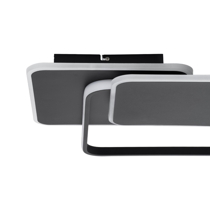 GLOBOSTAR® SQUARO  Μοντέρνο Φωτιστικό Οροφής LED 75W 8400lm 360° AC 220-240V IP20 Ρυθμιζόμενο Λευκό CCT με Χειριστήριο από 2700K έως 6000K Dimmable - Lumileds SMD Chip - Μαύρο Ματ - Μ48.5 x Π51 x Υ9cm