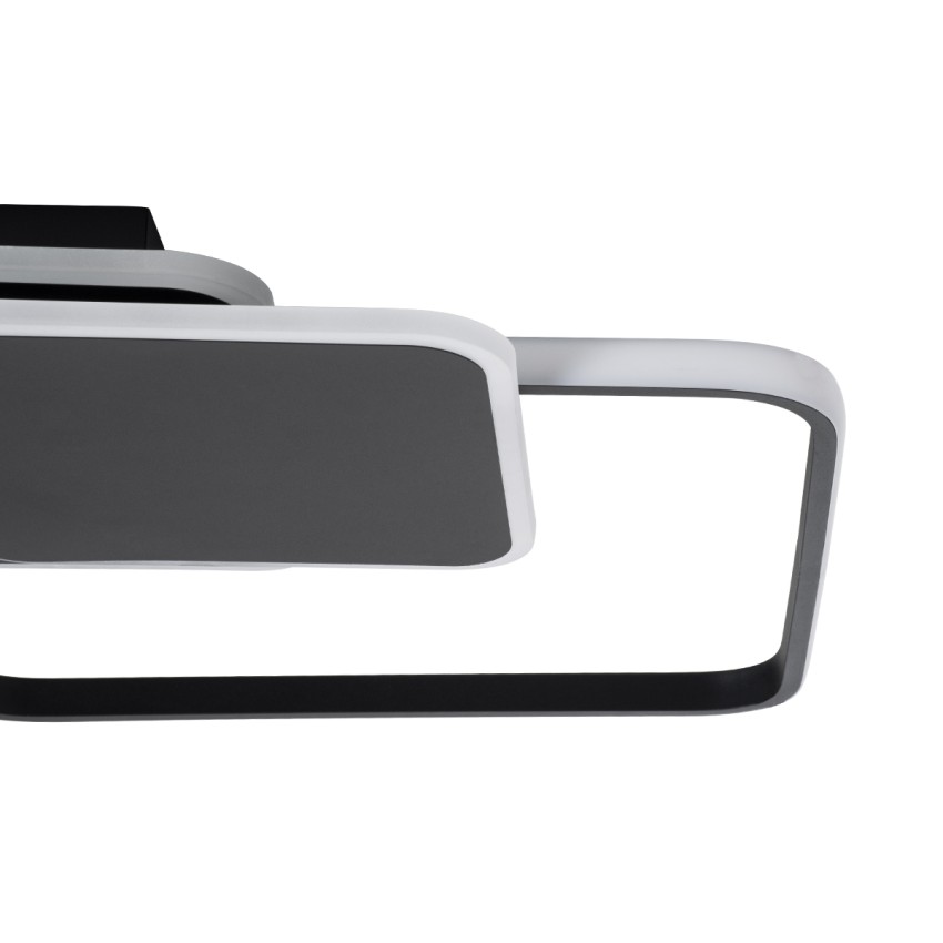 GLOBOSTAR® SQUARO  Μοντέρνο Φωτιστικό Οροφής LED 75W 8400lm 360° AC 220-240V IP20 Ρυθμιζόμενο Λευκό CCT με Χειριστήριο από 2700K έως 6000K Dimmable - Lumileds SMD Chip - Μαύρο Ματ - Μ48.5 x Π51 x Υ9cm