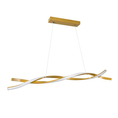 GLOBOSTAR® MORALES  Μοντέρνο Κρεμαστό Φωτιστικό Οροφής LED 54W 6048lm 300° AC 220-240V IP20 Ρυθμιζόμενο Λευκό CCT με Χειριστήριο από 2700K έως 6000K Dimmable - Lumileds SMD Chip - Σατινέ Χρυσό Βούρτσας - Μ90 x Π14 x Υ14cm