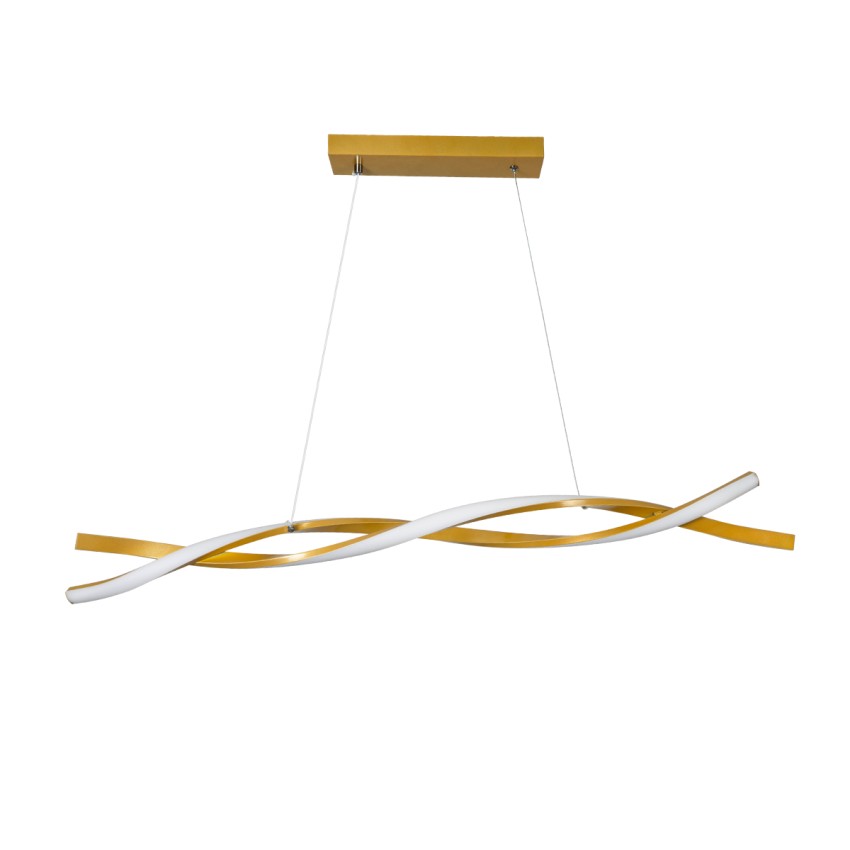 GLOBOSTAR® MORALES  Μοντέρνο Κρεμαστό Φωτιστικό Οροφής LED 54W 6048lm 300° AC 220-240V IP20 Ρυθμιζόμενο Λευκό CCT με Χειριστήριο από 2700K έως 6000K Dimmable - Lumileds SMD Chip - Σατινέ Χρυσό Βούρτσας - Μ90 x Π14 x Υ14cm