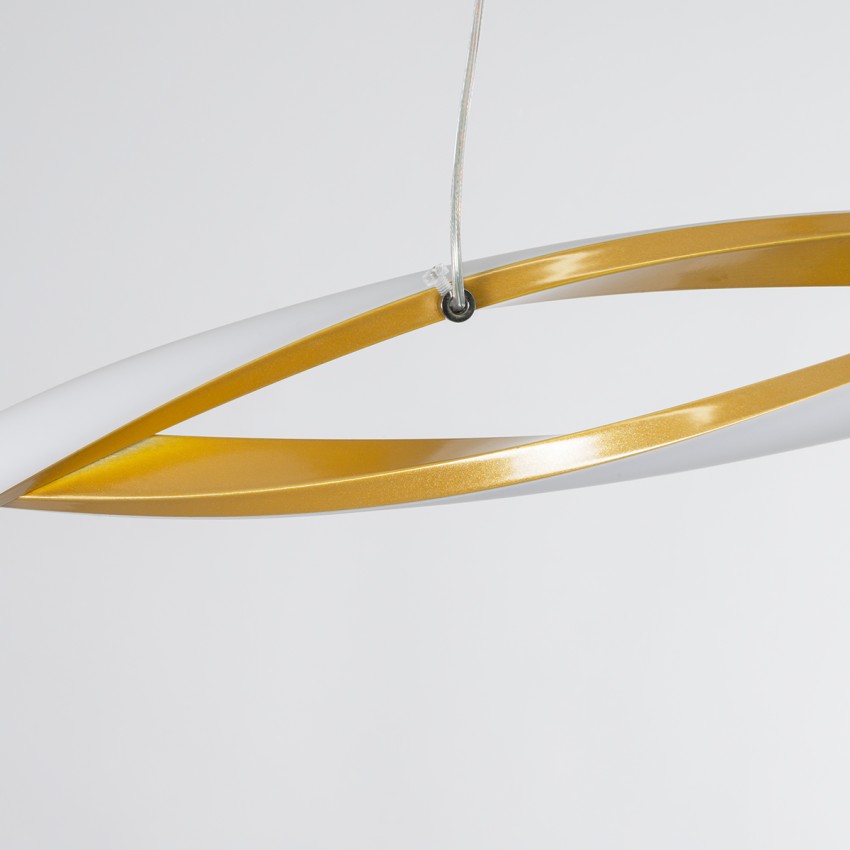 GLOBOSTAR® MORALES  Μοντέρνο Κρεμαστό Φωτιστικό Οροφής LED 54W 6048lm 300° AC 220-240V IP20 Ρυθμιζόμενο Λευκό CCT με Χειριστήριο από 2700K έως 6000K Dimmable - Lumileds SMD Chip - Σατινέ Χρυσό Βούρτσας - Μ90 x Π14 x Υ14cm
