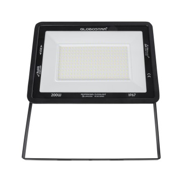 GLOBOSTAR® ATLAS  Προβολέας LED 200W 24000lm 120° AC 220-240V Αδιάβροχο IP67 Φυσικό Λευκό 4500K - Lumileds SMD Chip  - Μαύρο Ματ - Μ38 x Π4 x Υ28cm