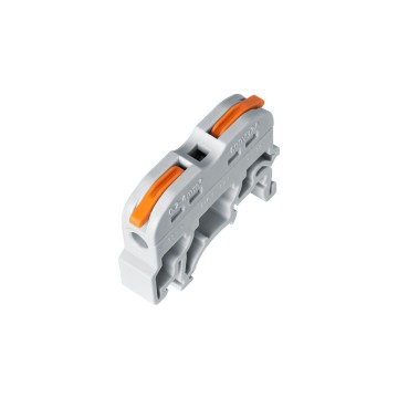 FAST-CONNECT  Μονή Κλέμα Ράγας Ταχείας Σύνδεσης & Διακλάδωσης Καλωδίων για Ηλεκτρολογικούς Πίνακες - 1 x Είσοδος & 1 x Έξοδος με Συμβατή Διατομή Καλωδίων 0.2mm² έως 4mm² - 600V 32A Max - Μ4.5 x Π1 x Υ3.2cm - Γκρι & Πορτοκαλί - Πακέτο 10 Τεμαχί