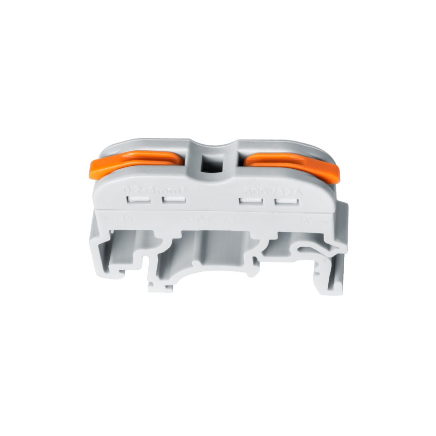 FAST-CONNECT  Μονή Κλέμα Ράγας Ταχείας Σύνδεσης & Διακλάδωσης Καλωδίων για Ηλεκτρολογικούς Πίνακες - 1 x Είσοδος & 1 x Έξοδος με Συμβατή Διατομή Καλωδίων 0.2mm² έως 4mm² - 600V 32A Max - Μ4.5 x Π1 x Υ3.2cm - Γκρι & Πορτοκαλί - Πακέτο 10 Τεμαχί