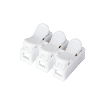 FAST-CONNECT  Τριπλή Κλέμα Ταχείας Σύνδεσης & Διακλάδωσης Καλωδίων - 3 x Είσοδοι & 3 x Έξοδοι με Συμβατή Διατομή Καλωδίων 0.2mm² έως 1mm² - 250V 2A Max - Μ2 x Π2.7 x Υ1.9cm - Λευκό - Πακέτο 20 Τεμαχίων
