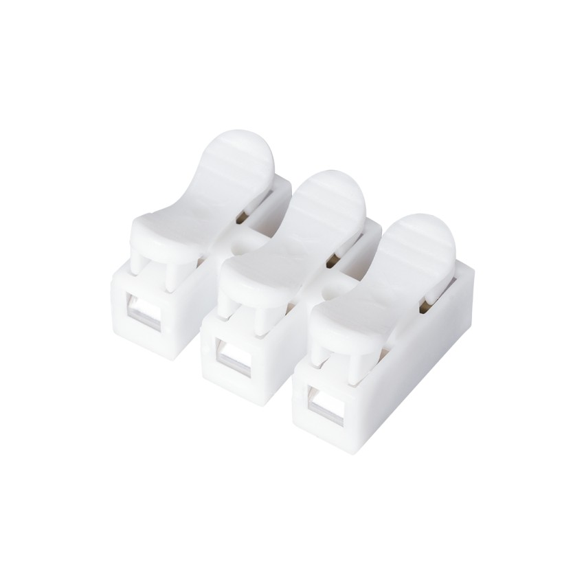 FAST-CONNECT  Τριπλή Κλέμα Ταχείας Σύνδεσης & Διακλάδωσης Καλωδίων - 3 x Είσοδοι & 3 x Έξοδοι με Συμβατή Διατομή Καλωδίων 0.2mm² έως 1mm² - 250V 2A Max - Μ2 x Π2.7 x Υ1.9cm - Λευκό - Πακέτο 20 Τεμαχίων