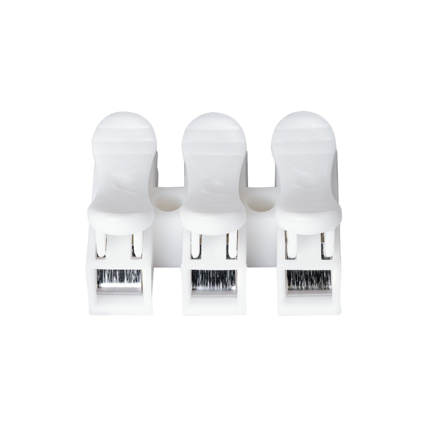 FAST-CONNECT  Τριπλή Κλέμα Ταχείας Σύνδεσης & Διακλάδωσης Καλωδίων - 3 x Είσοδοι & 3 x Έξοδοι με Συμβατή Διατομή Καλωδίων 0.2mm² έως 1mm² - 250V 2A Max - Μ2 x Π2.7 x Υ1.9cm - Λευκό - Πακέτο 20 Τεμαχίων