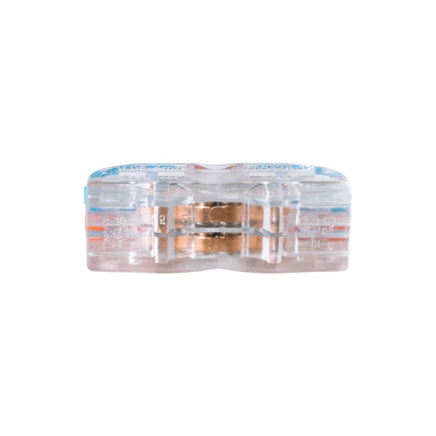 GLOBOSTAR® FAST-CONNECT  Διπλή Κλέμα Ταχείας Σύνδεσης & Διακλάδωσης Καλωδίων - 2 x Είσοδοι & 2 x Έξοδοι με Συμβατή Διατομή Καλωδίων 0.08mm² έως 2.5mm² - 250V/4KV 32A Max IP20 - Διάφανο με Πορτοκαλί & Μπλε - Μ2 x Π4 x Υ1.5cm - Πακέτο 5 Τεμαχίων