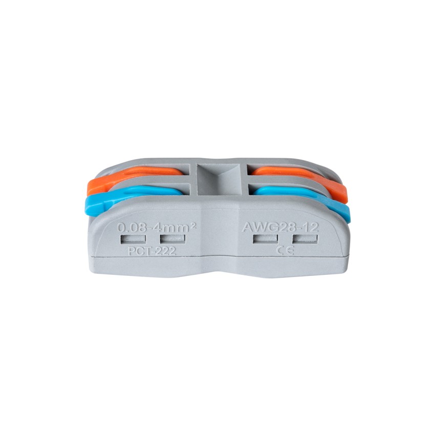 GLOBOSTAR® FAST-CONNECT  Διπλή Κλέμα Ταχείας Σύνδεσης & Διακλάδωσης Καλωδίων - 2 x Είσοδοι & 2 x Έξοδοι με Συμβατή Διατομή Καλωδίων 0.08mm² έως 2.5mm² - 250V/4KV 32A Max IP20 - Γκρι με Πορτοκαλί & Μπλε - Μ2 x Π4 x Υ1.5cm - Πακέτο 5 Τεμαχίων