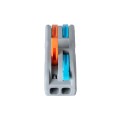 GLOBOSTAR® FAST-CONNECT  Διπλή Κλέμα Ταχείας Σύνδεσης & Διακλάδωσης Καλωδίων - 2 x Είσοδοι & 2 x Έξοδοι με Συμβατή Διατομή Καλωδίων 0.08mm² έως 2.5mm² - 250V/4KV 32A Max IP20 - Γκρι με Πορτοκαλί & Μπλε - Μ2 x Π4 x Υ1.5cm - Πακέτο 5 Τεμαχίων