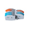 GLOBOSTAR® FAST-CONNECT  Διπλή σε Τετραπλή Κλέμα Ταχείας Σύνδεσης & Διακλάδωσης Καλωδίων - 2 x Είσοδοι & 4 x Έξοδοι με Συμβατή Διατομή Καλωδίων 0.08mm² έως 2.5mm² - 250V/4KV 32A Max IP20 - Γκρι με Πορτοκαλί & Μπλε - Μ2.6 x Π4 x Υ1.5cm - Πακέτο