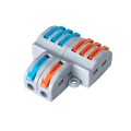 FAST-CONNECT  Διπλή σε Εξαπλή Κλέμα Ταχείας Σύνδεσης & Διακλάδωσης Καλωδίων - 2 x Είσοδοι & 6 x Έξοδοι με Συμβατή Διατομή Καλωδίων 0.08mm² έως 2.5mm² - 250V/4KV 32A Max - Μ3.6 x Π4 x Υ1.5cm - Γκρι με Πορτοκαλί & Μπλε - Πακέτο 5 Τεμαχίων