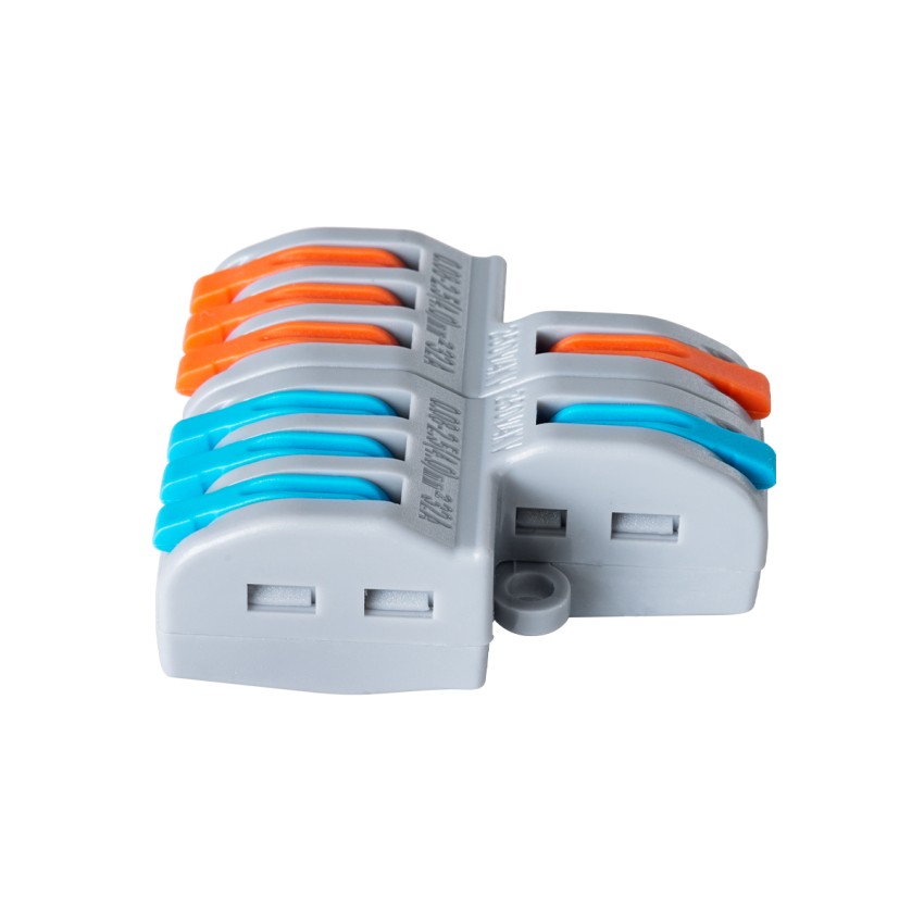 FAST-CONNECT  Διπλή σε Εξαπλή Κλέμα Ταχείας Σύνδεσης & Διακλάδωσης Καλωδίων - 2 x Είσοδοι & 6 x Έξοδοι με Συμβατή Διατομή Καλωδίων 0.08mm² έως 2.5mm² - 250V/4KV 32A Max - Μ3.6 x Π4 x Υ1.5cm - Γκρι με Πορτοκαλί & Μπλε - Πακέτο 5 Τεμαχίων