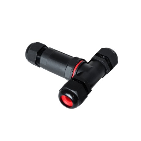GLOBOSTAR® FAST-CONNECT  Τριπλός Τ Σύνδεσμος Ταχείας Σύνδεσης & Διακλάδωσης Καλωδίων - 1 x Είσοδος & 2 x Έξοδος - Εσωτερική Τριπλή Κλέμα με Συμβατή Διατομή Καλωδίων 3 x 0.5mm² έως 3 x 2.5mm² - 450V 24A Max Αδιάβροχο IP68 - Μαύρο - Μ10 x Π10 x Υ3cm