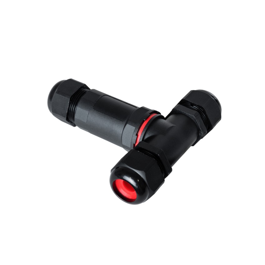 GLOBOSTAR® FAST-CONNECT  Τριπλός Τ Σύνδεσμος Ταχείας Σύνδεσης & Διακλάδωσης Καλωδίων - 1 x Είσοδος & 2 x Έξοδος - Εσωτερική Τριπλή Κλέμα με Συμβατή Διατομή Καλωδίων 3 x 0.5mm² έως 3 x 2.5mm² - 450V 24A Max Αδιάβροχο IP68 - Μαύρο - Μ10 x Π10 x Υ3cm