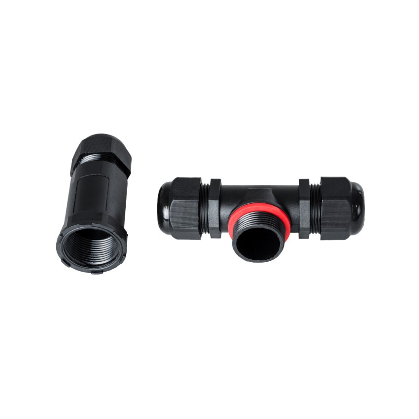 GLOBOSTAR® FAST-CONNECT  Τριπλός Τ Σύνδεσμος Ταχείας Σύνδεσης & Διακλάδωσης Καλωδίων - 1 x Είσοδος & 2 x Έξοδος - Εσωτερική Τριπλή Κλέμα με Συμβατή Διατομή Καλωδίων 3 x 0.5mm² έως 3 x 2.5mm² - 450V 24A Max Αδιάβροχο IP68 - Μαύρο - Μ10 x Π10 x Υ3cm