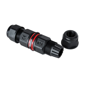 GLOBOSTAR® FAST-CONNECT  Διπλός Ι Σύνδεσμος Ταχείας Σύνδεσης & Διακλάδωσης Καλωδίων - 1 x Είσοδος & 1 x Έξοδος - Εσωτερική Διπλή Κλέμα με Συμβατή Διατομή Καλωδίων 2 x 0.5mm² έως 2 x 1.5mm² - 450V 16A Max Αδιάβροχο IP68 - Μαύρο - Μ9 x Π2.5 x Υ2.5cm