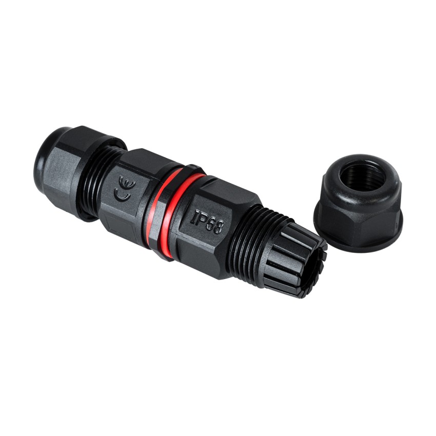 GLOBOSTAR® FAST-CONNECT  Διπλός Ι Σύνδεσμος Ταχείας Σύνδεσης & Διακλάδωσης Καλωδίων - 1 x Είσοδος & 1 x Έξοδος - Εσωτερική Τριπλή Κλέμα με Συμβατή Διατομή Καλωδίων 3 x 0.5mm² έως 3 x 2.5mm² - 450V 16A Max Αδιάβροχο IP68 - Μαύρο - Μ9 x Π2.5 x Υ2.5c