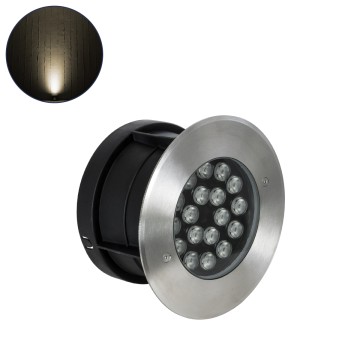 UNDERGROUND-SINA  Χωνευτό Φωτιστικό Σποτ Δαπέδου LED 18W 1620lm 15° DC 24V Αδιάβροχο IP68 Φ20 x Υ11cm Θερμό Λευκό 2700K - Ανοξείδωτο Ατσάλι
