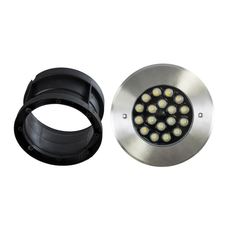 UNDERGROUND-SINA  Χωνευτό Φωτιστικό Σποτ Δαπέδου LED 18W 1710lm 15° DC 24V Αδιάβροχο IP68 Φ20 x Υ11cm Φυσικό Λευκό 4500K - Ανοξείδωτο Ατσάλι
