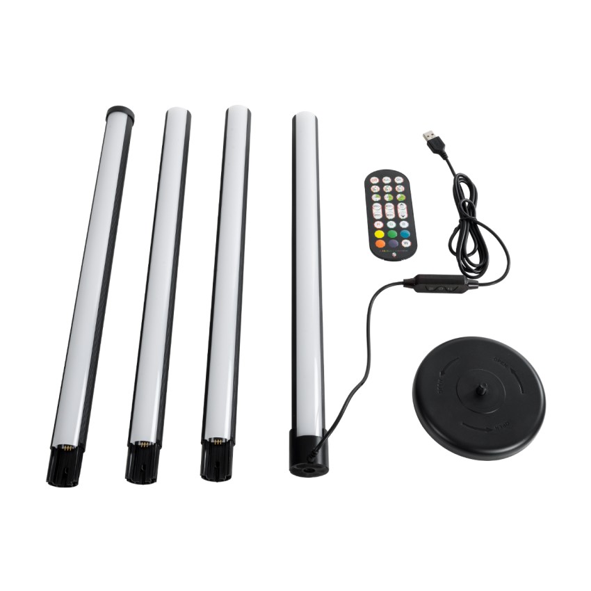 GLOBOSTAR® DIGICOLUMN  Μοντέρνο Επιδαπέδιο Γραμμικό Ψηφιακό Φωτιστικό Digital Pixel Symphony Bar με RF Ασύρματο Χειριστήριο LED 16W 1280lm 180° DC 5V με USB 2.0 IP20 Πολύχρωμο RGB Dimmable - Μαύρο - Φ3 x Υ165cm